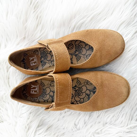 FLY LONDON | Wedge Caramel Tan Robi Adjustable Mary Jane Strap | 39, 8.5 - Picture 2 of 8
